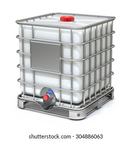 White Plastic Water Storage Tank With Metal Cage And Tap