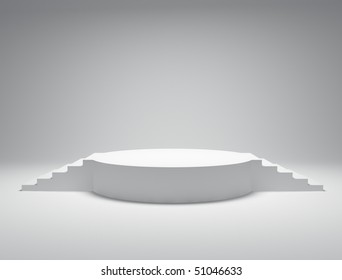 White Podium On Grey Background