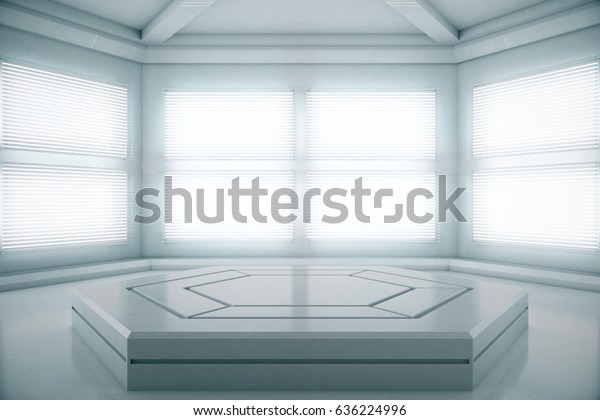 White Podium Pedestal Platform Empty Room Stock Illustration 636224996 ...