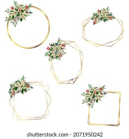 White Poinsettia bouquets, gold frames perfect for use in the web or in print - Powered by Shutterstock