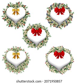 White Poinsettia bouquets, gold heart frames perfect for use in the web or in print - Powered by Shutterstock