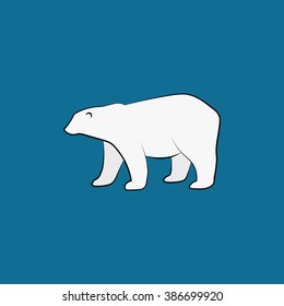 White polar bear isolated on blue background