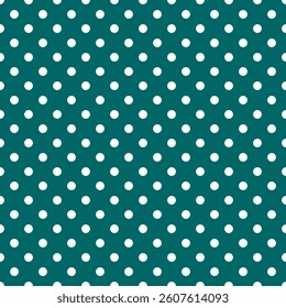 White polka dot pattern textured blue background. Seamless polka dot pattern