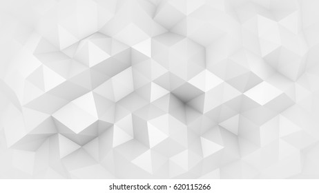 White polygonal geometric surface. Computer generated abstract background. 3D render