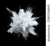 White powder explosion effect isolated on black background