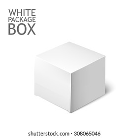 White Product Cardboard Package Box For Software, DVD, Electronic Device And Other Products. Mockup Template Ready For Your Design.