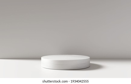 White Product Display Podium In Room With Light Of Window Background. 3D Rendering	