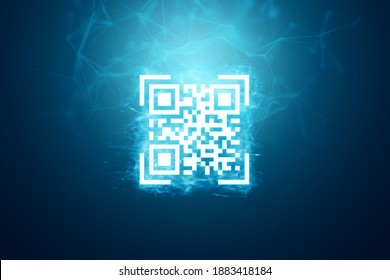 White Qr Code On Blue Background Stock Illustration 1883418184 ...