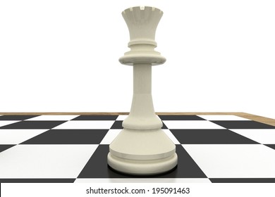 White Queen On Chess Board On White Background