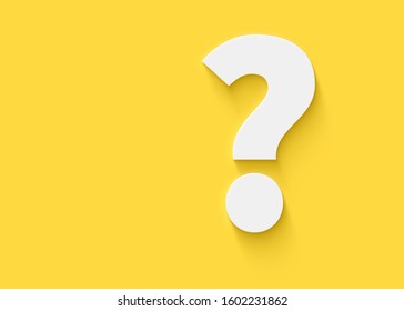 white question mark on yellow background 3d