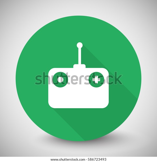 White\
Radio Control icon with long shadow on green\
circle