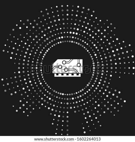 White RAM, random access memory icon isolated on grey background. Abstract circle random dots. 