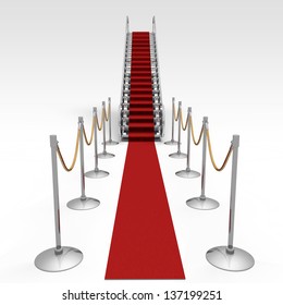 white ramp in airport and red carpet