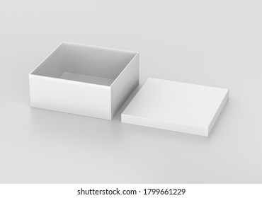White Realistic Square Box Mockup, Blank Cardboard Packaging box, 3d Rendering isolated on white background ready for your design