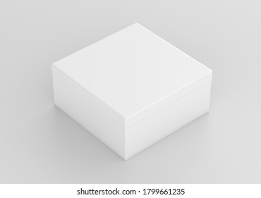 White Realistic Square Box Mockup, Blank Cardboard Packaging box, 3d Rendering isolated on white background ready for your design