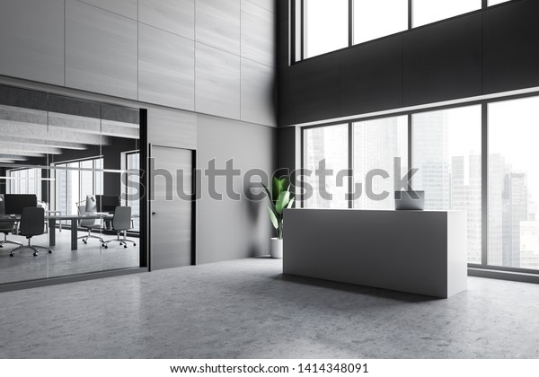 White Reception Desk Standing Modern Open Stock Illustration 1414348091 ...