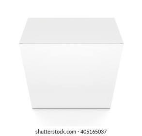 White rectangle blank box from top front closeup angle. 3D illustration isolated on white background.