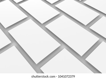 White Rectangles Field For Web Site Design And Smartphone Screen App Interface Mockup Isolated On Light Grey Background, 3d Illustration.   