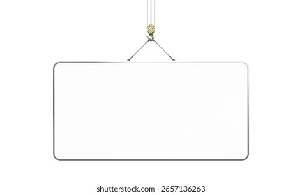 White rectangular banner hanging 3d isolated