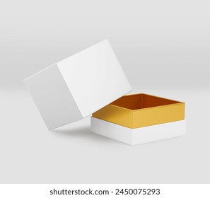 White rectangular box on light background, Light candle box, Mockup, isolated, 3d illustration