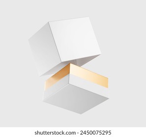 White rectangular box on light background, Light candle box, Mockup, isolated, 3d illustration