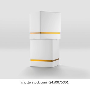 White rectangular box on light background, Light candle box, Mockup, isolated, 3d illustration