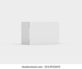 A White Rectangular Cardboard Box Mockup For Packaging, Positioned Horizontally 3d Illustration