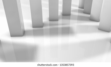 white rectangular three-dimensional columns. abstract illustration. 3d render