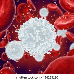 White , red blood cells and antibodies , Leukocytes , Infectious disease , 3d illustration