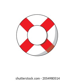 White And Red Cartoon Swiming Ring Art