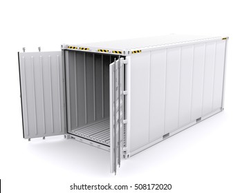 White Reefer Container 3d Rendering