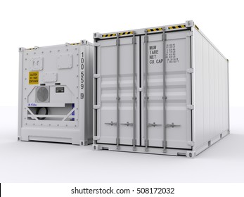 White Reefer Container 3d Rendering