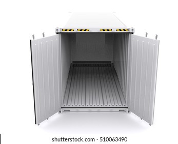 White Reefer Container Open 3d Rendering