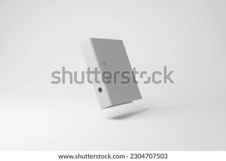 White ring binder floating in mid air on white background creating monochromatic style. 3D illustration of the concept of organization of office and business documents
