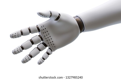 White Robot Hand, Isolated on White Background. 3D rendering - Shutterstock ID 1327985240