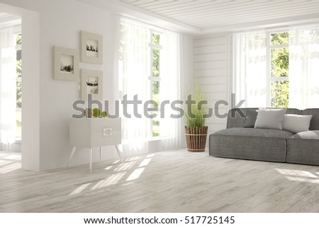 White Room Sofa Green Landscape Window Stockillustration