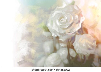 White Rose With Oil Color Painting