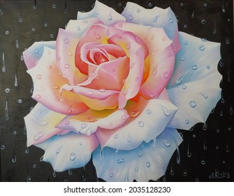 White Rose, Oil Painting, Hyperrealism 