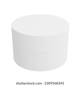 The white round paper box looks beautiful   clean white background  perfect for presenting 3D rendering box model advertisements 