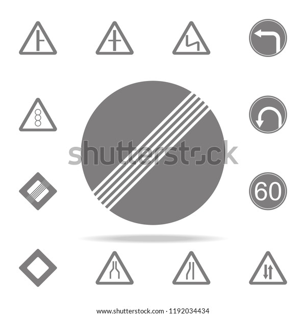 White round\
road sign end of all restrictions icon. web icons universal set for\
web and mobile on white\
background