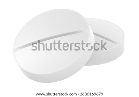 White round tablets with score line. 3D rendering isolated on white background