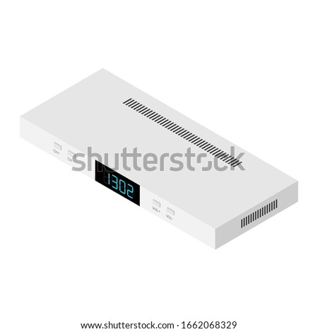 White satellite decoder set top box reciever isometric view