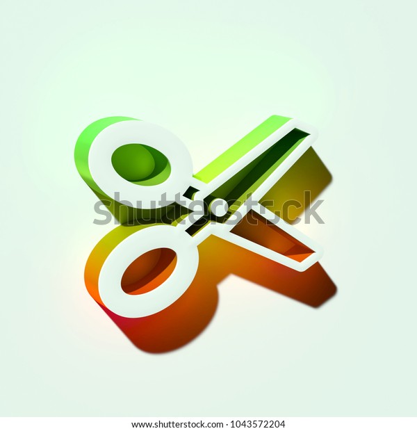 White Scissors Icon. 3D Illustration of White\
Cut, Del, Destroy, Doctor, Document, Documents, Edit Icons With\
Orange and Green Gradient\
Shadows.