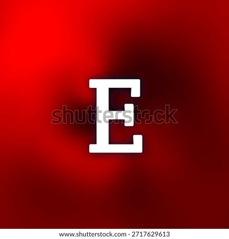 White serif capital 'E' centered on a deep red blurred background with subtle vignette — high-contrast, minimalist typographic tile ideal for design, signage, and editorial use.