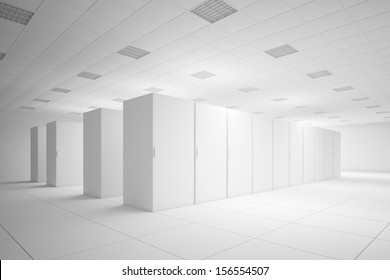 White Server Room With No Texture For Layouts