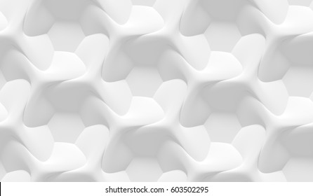 White shaded abstract geometric pattern. Origami paper style. 3D rendering background.