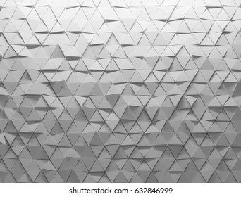 White Shaded Abstract Geometric Texture. Origami Paper Style. 3D Rendering Background.