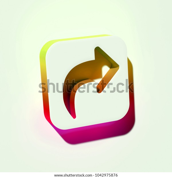 White Share in Square Icon. 3D\
Illustration of White Connection, Connectivity, Interconnection,\
Network Icons With Yellow and Pink Gradient\
Shadows.