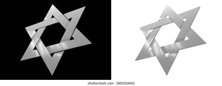 White Shield Of David Symbol Isolated. Cg Object 3D Illustration