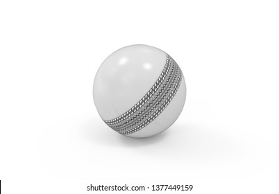 White shiny cricket ball for one day international match on isolated white background, 3d illustration